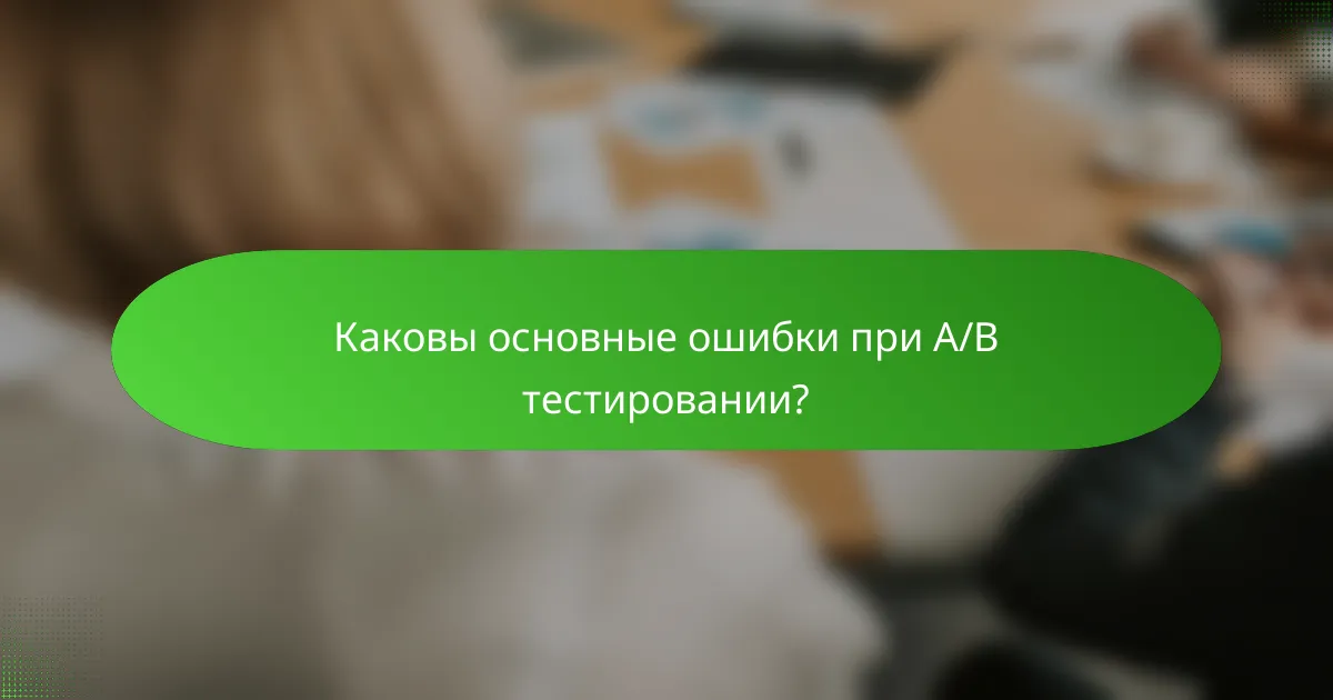 Каковы основные ошибки при A/B тестировании?