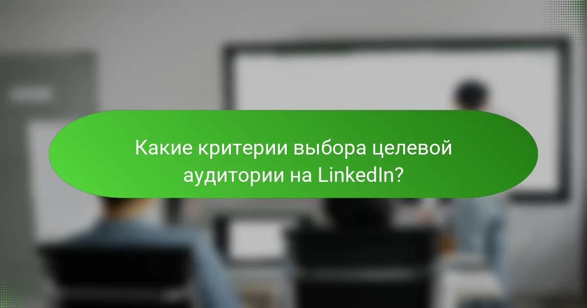 Какие критерии выбора целевой аудитории на LinkedIn?
